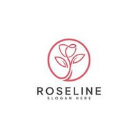 elegans roseline logotyp vektor med linjekonst.