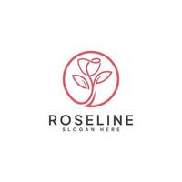 Eleganz Roseline-Logo-Vektor mit Strichzeichnungen. vektor