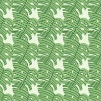 hellgrüne monstera-blätter auf weißem hintergrund. Botanisches nahtloses Muster. vektor