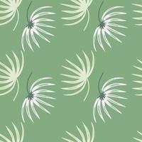 weiße handgezeichnete botanische blätter formen nahtloses muster. hellgrüner Hintergrund. abstrakte Kulisse. vektor