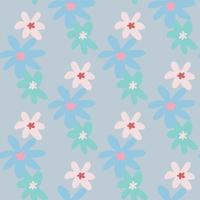 sömlös doodle mönster med kamomill blommig prydnad på blå bakgrund. enkel bakgrund. vektor