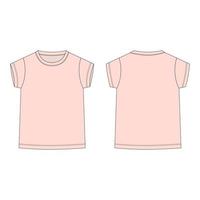 rosa T-Shirt isoliert auf weißem Hintergrund. Vorder- und Rückseite technische Skizze. vektor
