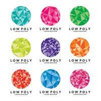 Low-Poly-Design-Set mit rundem Logo vektor