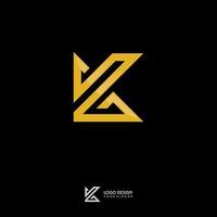 gold monogramm k symbol logo design vektor