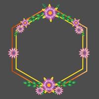 blommor hexagon ram vektor
