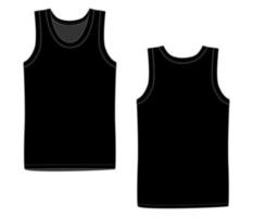 Männer schwarze Weste Unterwäsche. weißes Tanktop in Vorder- und Rückansicht. vektor