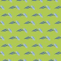 blaue einfache feldblumenelemente nahtloses gekritzelmuster. grüner Hintergrund. Sommerverzierung. vektor