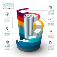 Bunte isometrische Zylinder von Infografiken. vektor