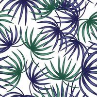 isoliertes nahtloses Muster mit gekritzelblauen und grünen zufälligen botanischen Blattformen. weißer Hintergrund. vektor