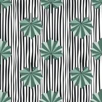 sommar sömlösa mönster med doodle grön abstrakt djungel prydnad. svart och vit randig bakgrund. vektor