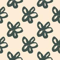 Gänseblümchen Grunge nahtlose Muster. handgezeichnetes Pinseldesign mit dunkelgrauen, konturierten Blumensilhouetten. hellrosa Hintergrund. vektor