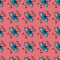 Nahtloses Pop-Art-Muster mit Schreiaugen. rosa hintergrund und blaue elemente. kreative Kulisse. vektor