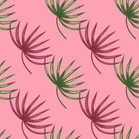 seamless mönster med gröna och rosa botaniska blad prydnad. pastell bakgrund. doodle print. vektor