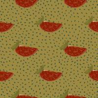 blek enkelt höst sömlösa kreativa mönster med rödfärgade persimmonskivor. grön prickig bakgrund. vektor