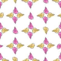 Nahtloses Muster im Vintage-Stil im geometrischen Stil mit beigen und rosa Fruchtbirnenformen. isolierter Hintergrund. vektor
