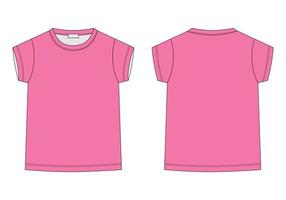 disposition teknisk skiss barn t-shirt i rosa färger. barn t-shirt designmall. vektor