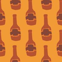 alkohol bar flaskor i doodle stil. roliga sömlösa mönster av glasflaska. vektor