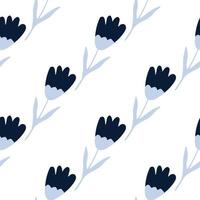 blå tulpan sömlösa mönster i minimal stil. skandinavisk blomma tapeter. abstrakt blommig bakgrund. vektor