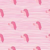 nahtloses muster der rosa palette des mädchens mit einhornschattenbildern. gestreifter Hintergrund. Pony entzückendes Kunstwerk. vektor