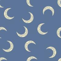 Nahtloses Zufallsmuster mit grauer islamischer Ramadan-Mondverzierung. Blauer Hintergrund. vektor