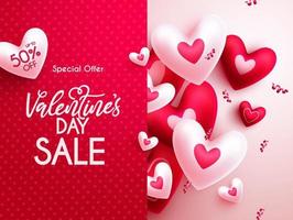 Valentinstag Verkauf Vektor-Banner-Design. valentinstag sonderangebot rabatttext für werbekarte. vektor