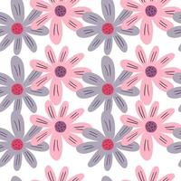 hübsche kleine Blumen Musterdesign isoliert auf weißem Hintergrund. einfacher Kamillendruck. vektor