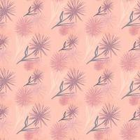 enkel handritad maskros prydnad seamless mönster. mjuk rosa bakgrund. ljusrosa och lila blommor. vektor