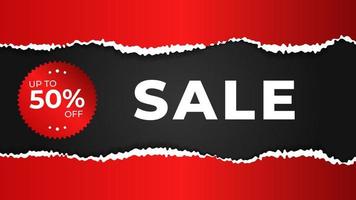 Zerrissenes Papier-Verkaufsbanner-Design auf schwarzem und rotem Hintergrund für soziale Medien und Websites. Verkauf-Banner-Vektor-Illustration vektor
