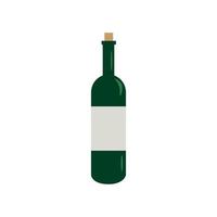 flaska vin ikonen isolerad på vit bakgrund. vinflaska i platt stil. vektor