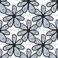 Große graue Kamillen blühen nahtloses Muster auf Streifenhintergrund. Gänseblümchen Blumen endlose Tapete. Doodle-Stil. vektor