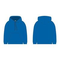 blauer Hoodie auf weißem Hintergrund. technische Skizzenkapuze für Männer. technisches Design. vektor