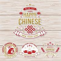 satz frohes chinesisches neujahrsaufkleberdesign. Vektor. chinesisches neujahrspatch oder grußkarte. vektor