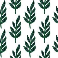 isolerade botaniska seamless mönster med gröna blad grenar silhuetter. vit bakgrund. enkel bakgrund. vektor