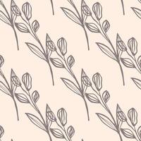 vintage linje konst blad seamless mönster. botanisk bakgrund. retro blommig tapet. vektor