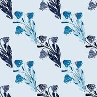 abstraktes botanisches nahtloses muster mit blassen pastelltönen blumenstrauß. hellblauer Hintergrund. vektor