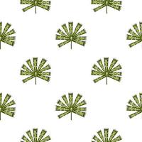isolerade sömlösa mönster i botanisk stil med abstrakta gröna tusensköna blomformer. vit bakgrund. vektor
