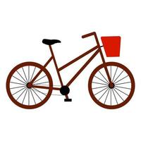 vektor illustration av cykel eller cykel med korg i tecknad platt stil. miljövänlig pedaltransport isolerad på vit bakgrund