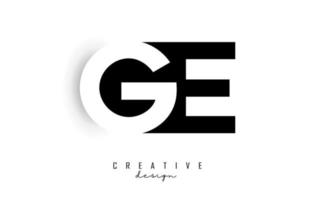 ge-Buchstaben-Logo mit negativem Raumdesign. brief mit geometrischer typografie. vektor