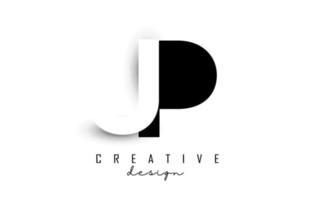 jp letters logotyp med negativ utrymme design. vektor illustration med med geometrisk typografi.