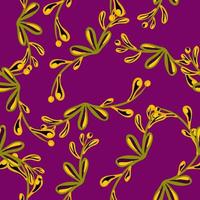 abstrakt sömlösa mönster med handritade slumpmässiga blommiga grenar silhuetter. ljus lila bakgrund. vektor