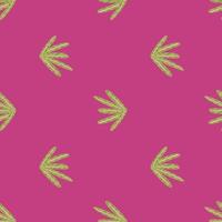 helles, nahtloses Muster im minimalistischen Stil mit grünen Laubsilhouetten. rosa Hintergrund. vektor