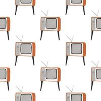 TV-Doodle nahtloses Medienmuster mit grauem Retro-Ornament. isolierter Druck. vektor