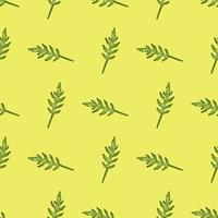 Nahtloses Muster Bündel Rucolasalat auf gelbem Hintergrund. minimalistisches Ornament mit Salat. vektor