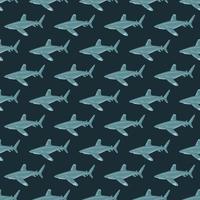 Oceanic whitetip shark seamless mönster i skandinavisk stil. marina djur bakgrund. vektor illustration för barn rolig textil.
