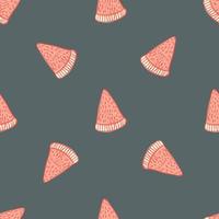 Zufällige rosa Wassermelonen-Silhouetten nahtloses Doodle-Muster. hellblauer Hintergrund. minimalistischer Stil. vektor