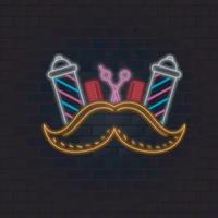 Barbershop logotyp med mustasch, kammar och sax. vektor