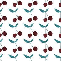 körsbärsbär och blad seamless mönster illustration vektor