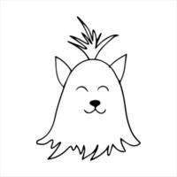 Vektorporträt eines Yorkshire-Terriers im Doodle-Cartoon-Stil. haustierillustration im linienkunststil vektor