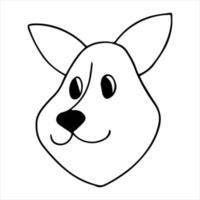 vektor porträtt av en corgi hund i doodle tecknad stil. husdjur illustration i linjekonst stil