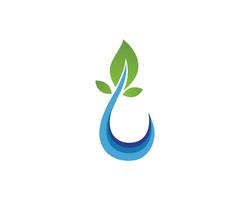 Wassertropfen und Blatt Logo Template-Vektorillustration
